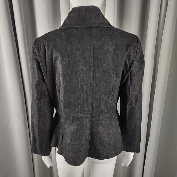 Doncaster Women's Gray Denim Look, Cotton Blend Peplum Style Jacket, Blazer Sz 4 - Picture 4 of 14